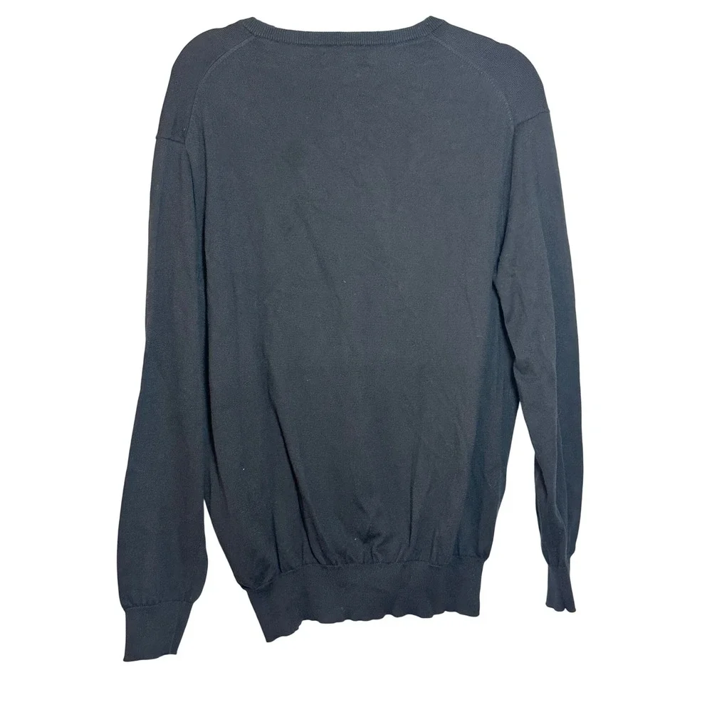 Polo Ralph Lauren Mens Black Pima Cotton V-Neck Sweater Size Large Pony Logo